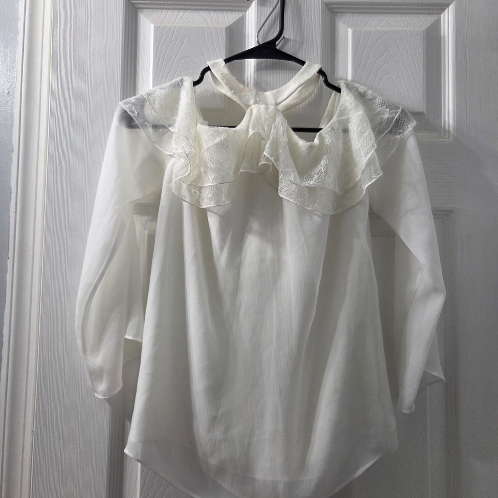 Alice + Olivia Ivory Ruffle Detail Blouse - Picture 2 of 5